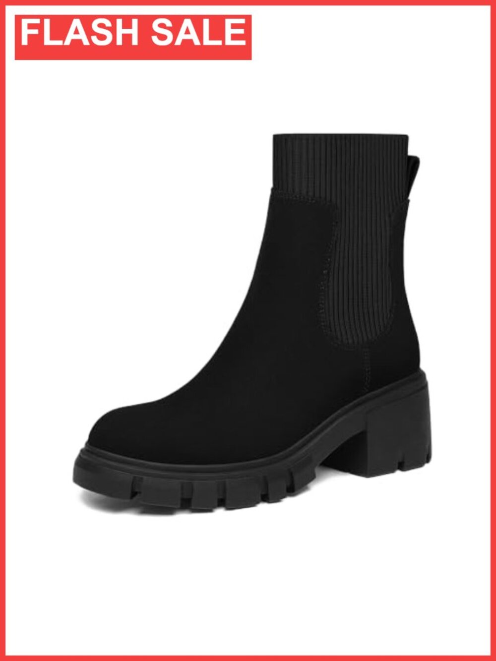 Chunky Platform Chelsea Ankle Boots Lug Sole Pull On Booties